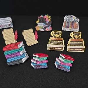Stacked Book Enamel Pins - Colorful Book Lover Set